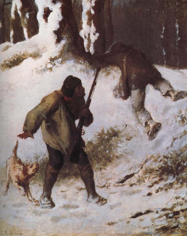 Jean Francois Millet The thief in the snow Spain oil painting art